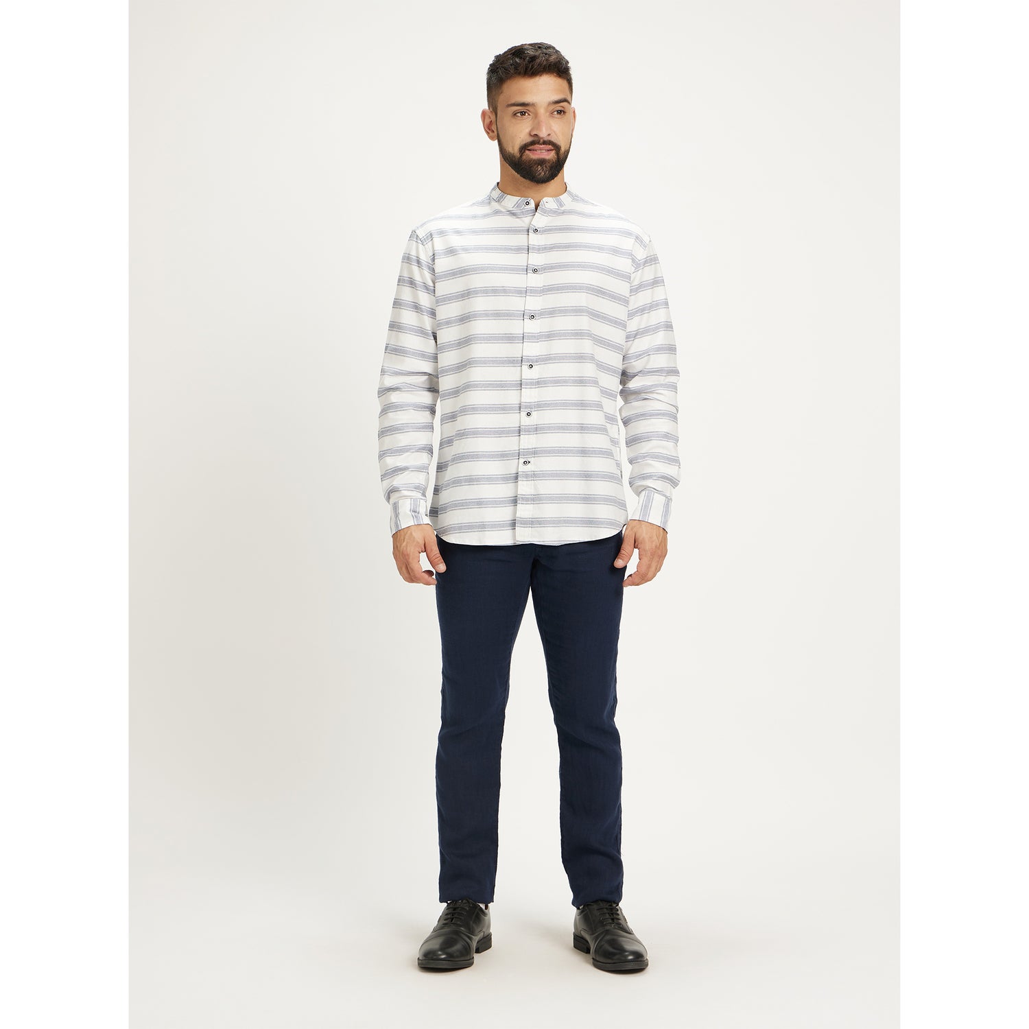 Men's Blue Striped Casual Shirts (DAHSTRIP2)