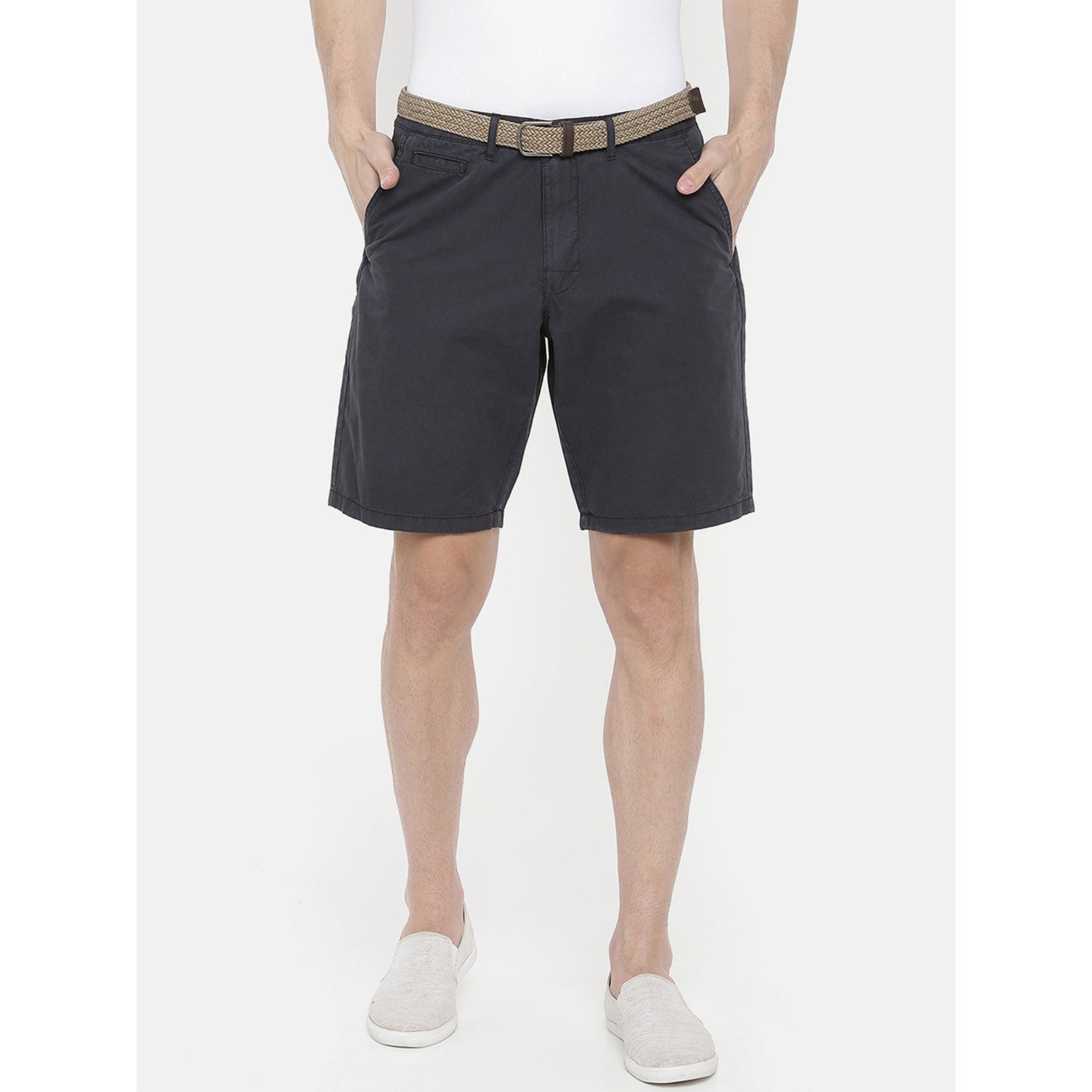 Men's Blue Cotton Solid Shorts (NOSLACKBMI)