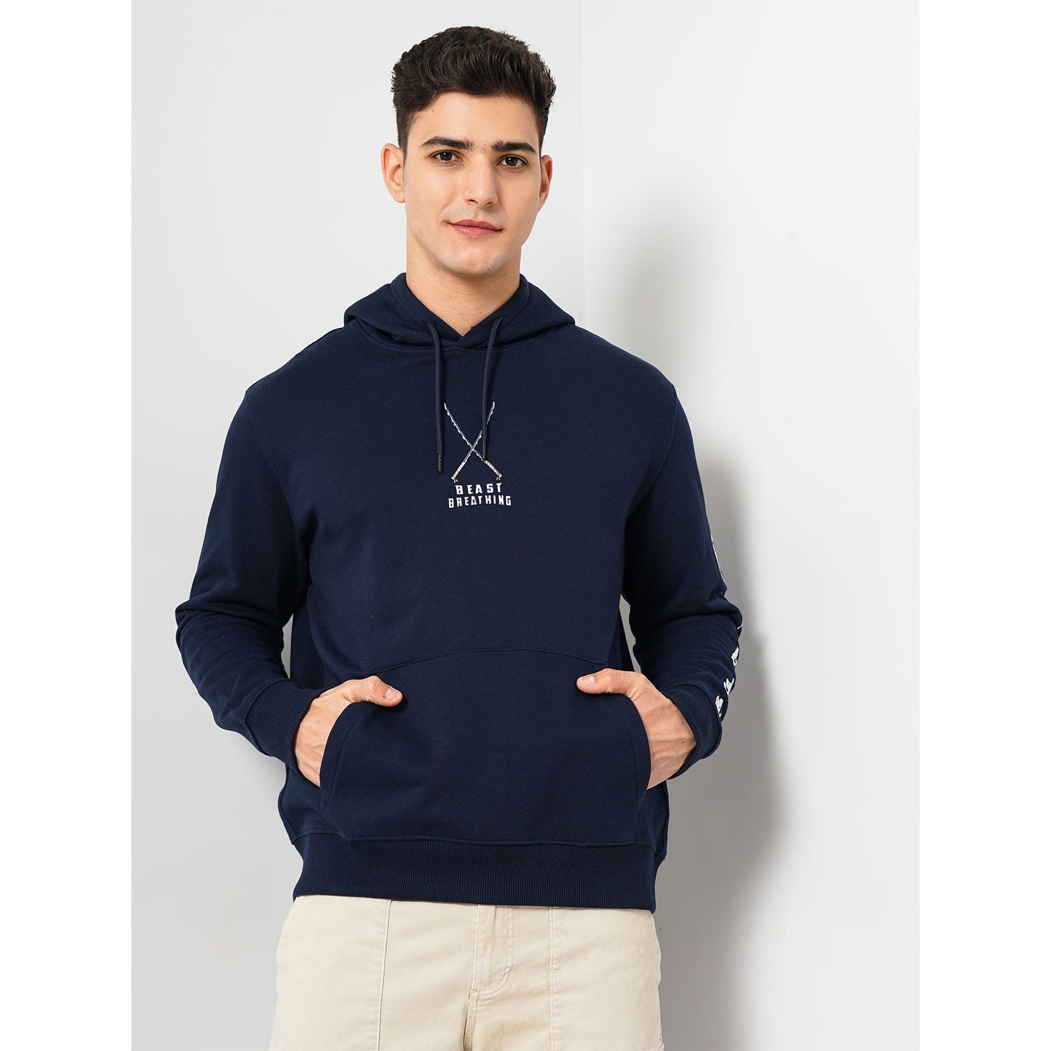 Demon Slayer - Navy Graphic Printed Cotton Hooded Sweatshirt (LCEDEMOSW4)