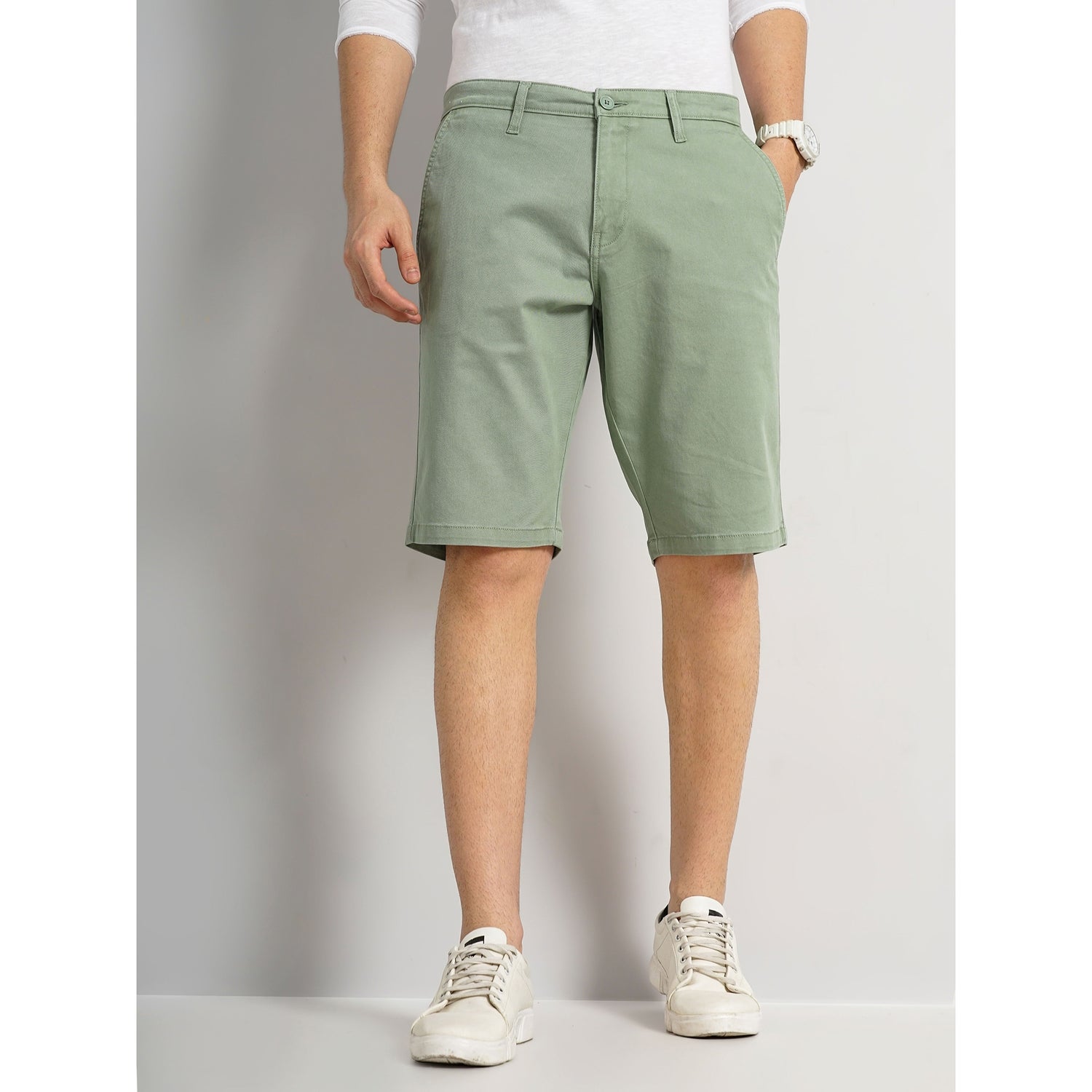 Green Cotton Shorts