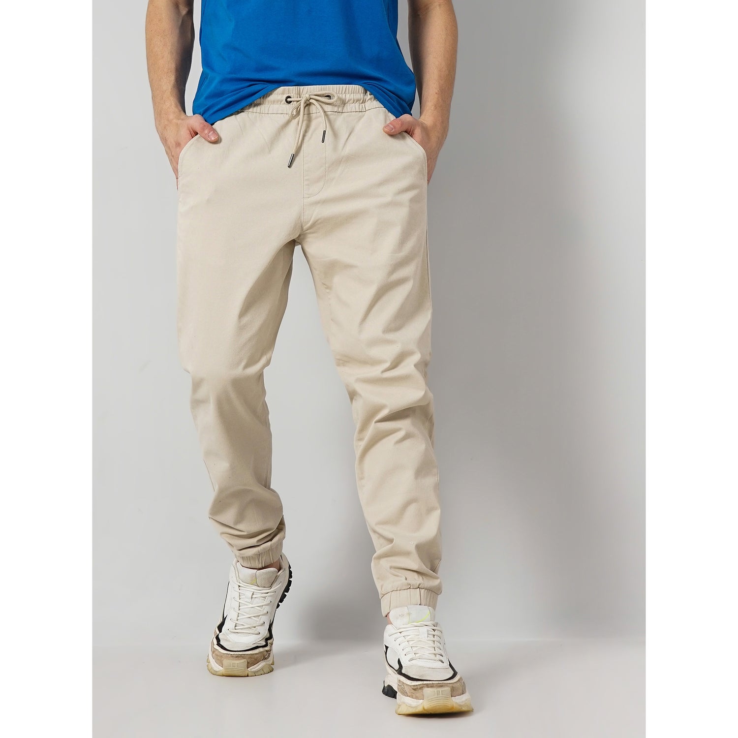 Brown Cotton-Blend Jog Pants