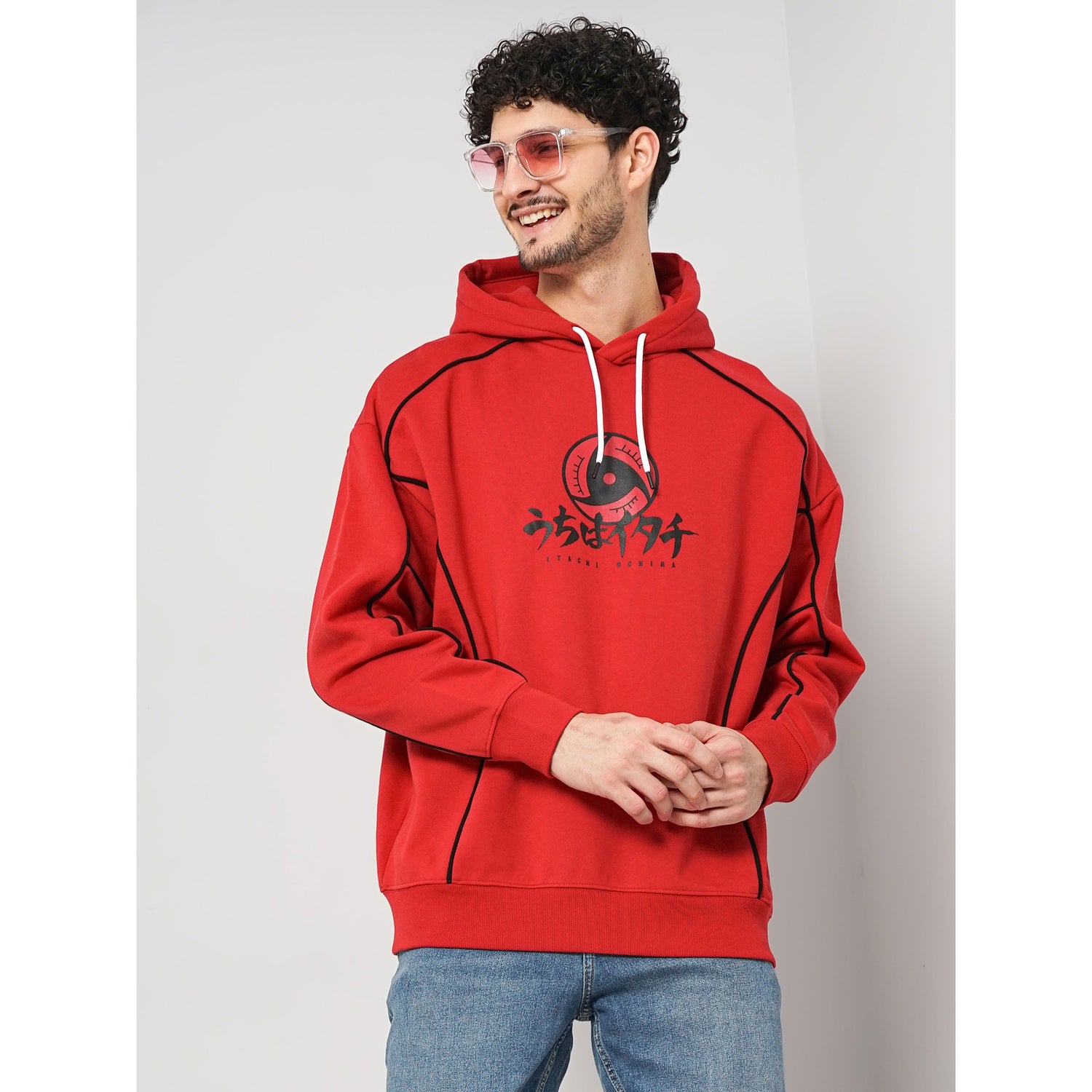Red Cotton Naruto Print Sweatshirt