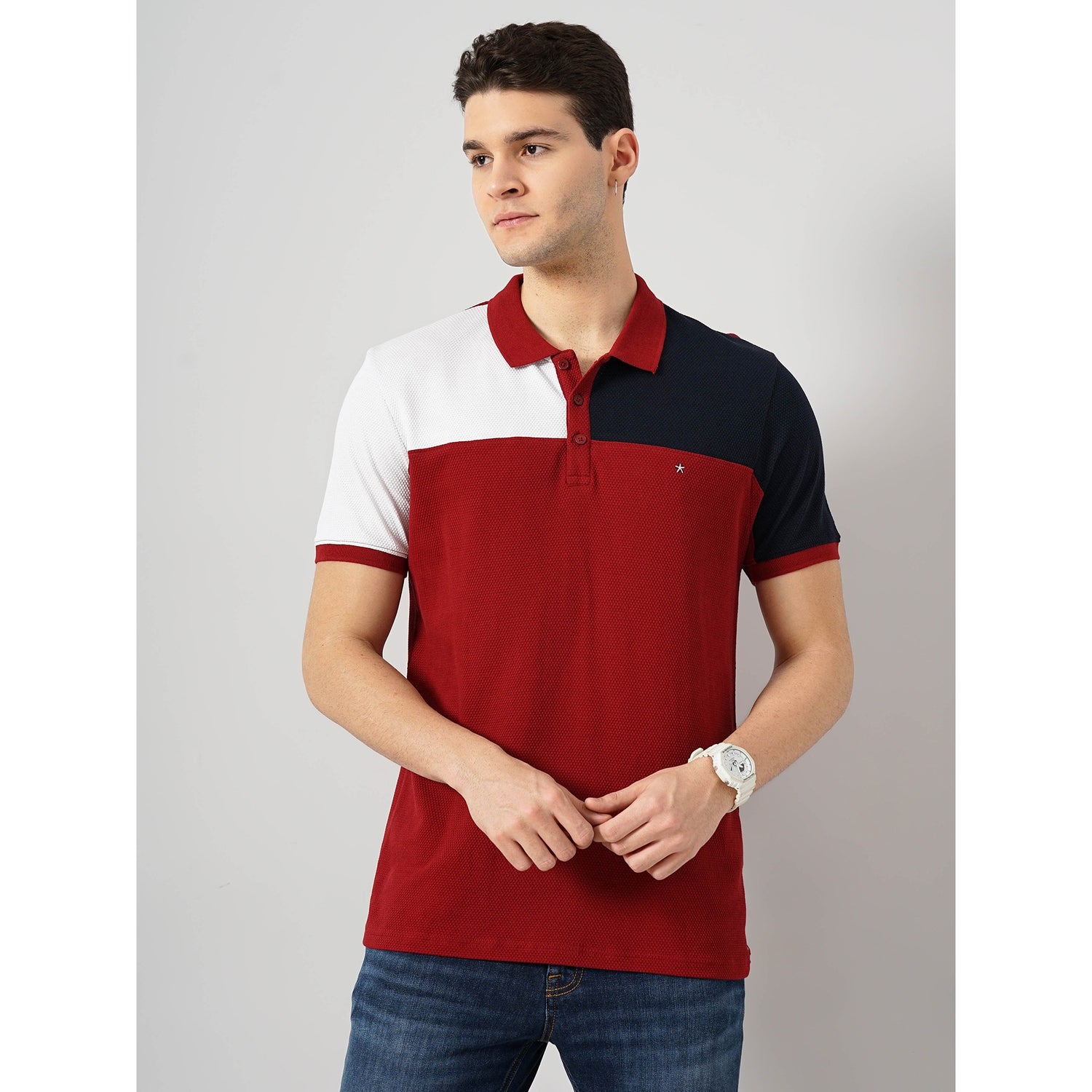 Maroon Cotton All Over Print T-Shirt