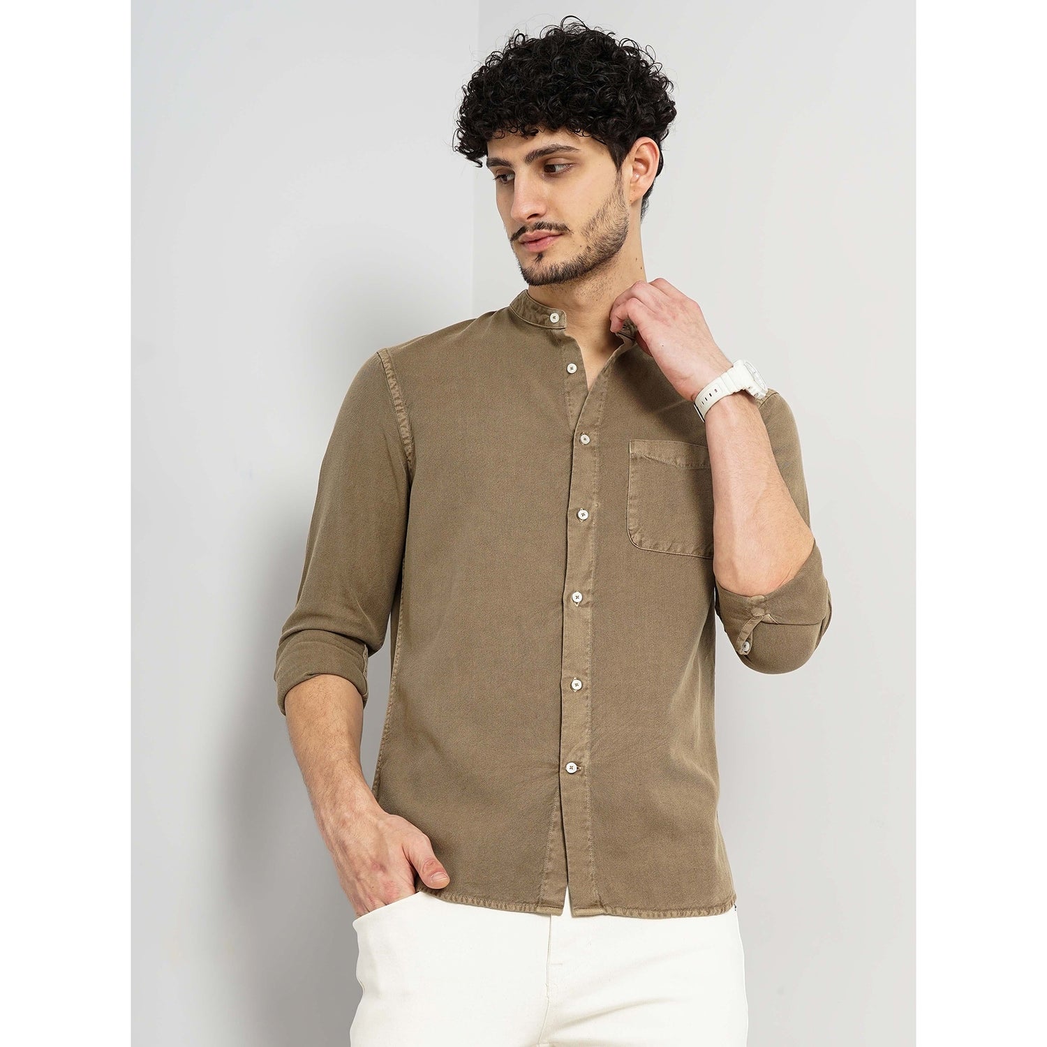 Brown Cotton Sportswear Shirt