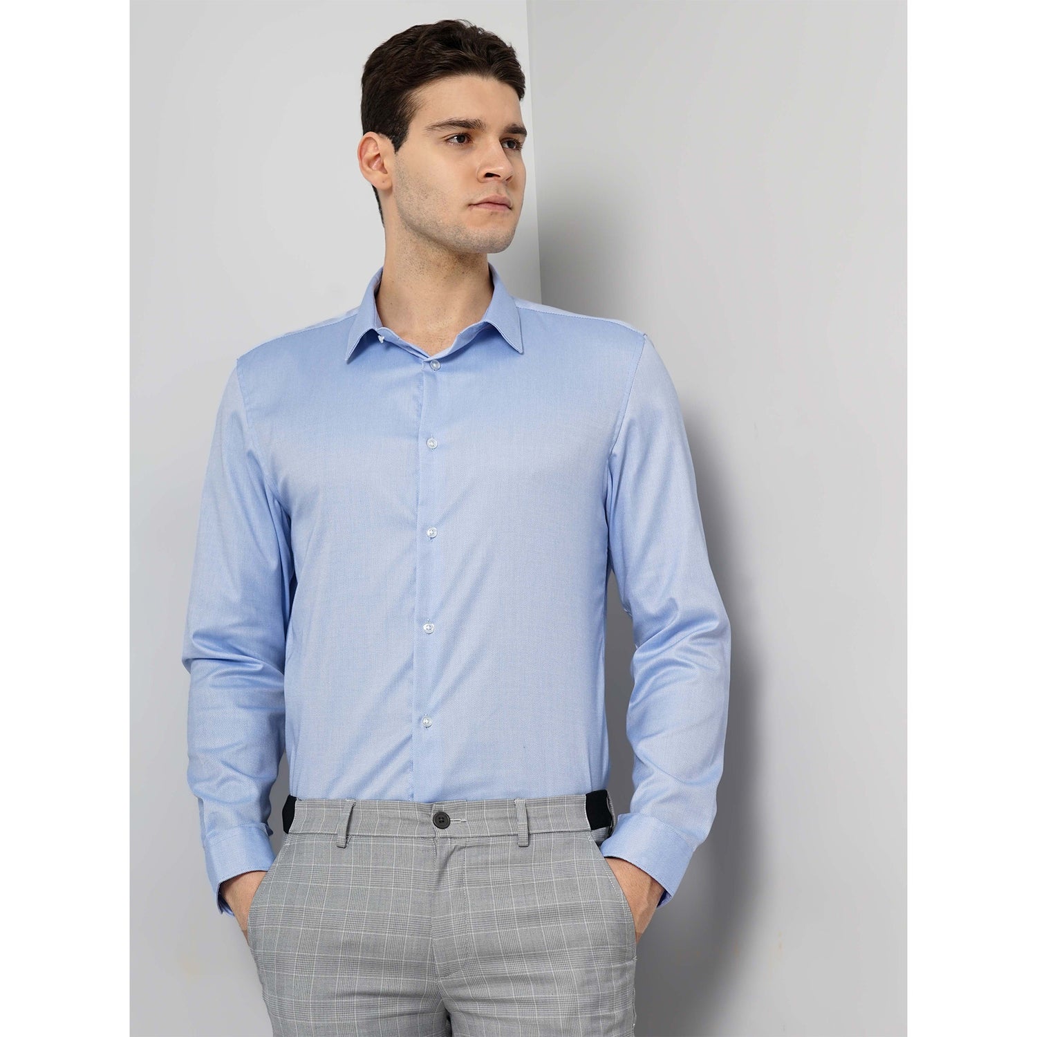 Cotton Blue Solid Oxford Shirt