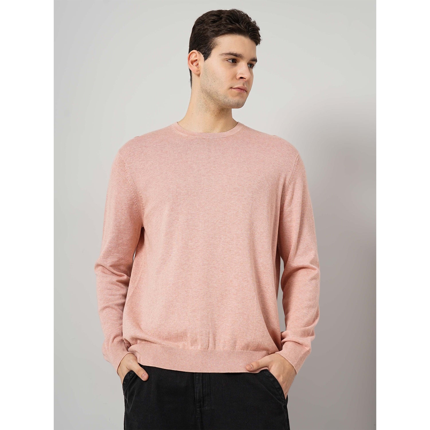 Cotton Pink Solid Sweater
