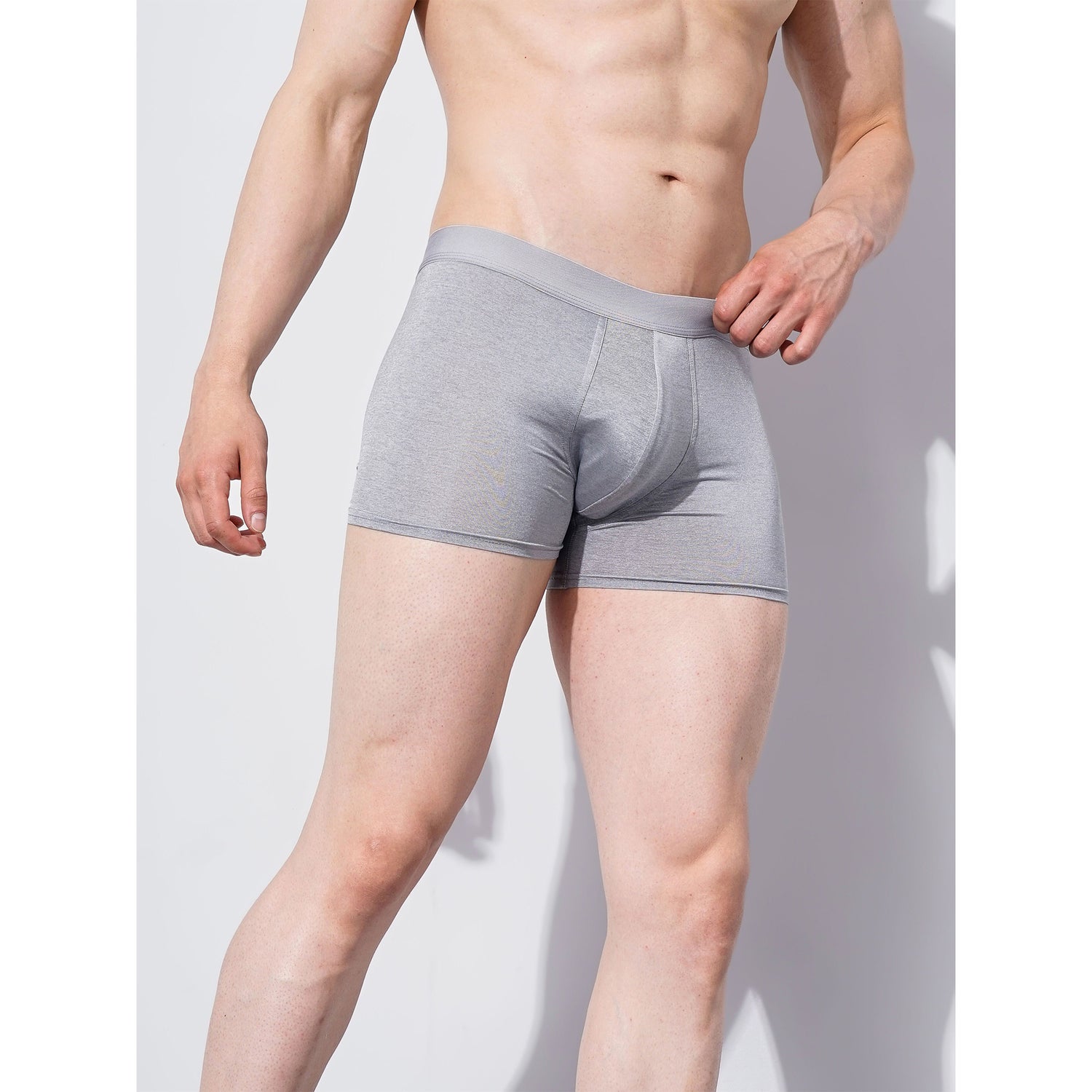 Celio Stretch Polyester Blend Textured Light Grey Knitted Boxer (SIPURE)