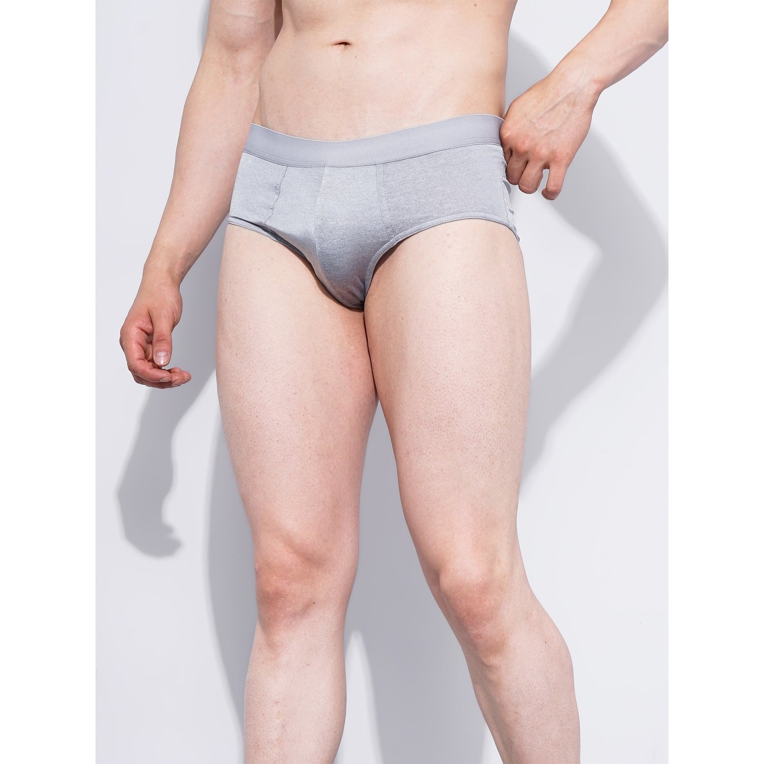 Stretch Polyester Blend Textured Light Grey Knitted Boxer (SIPUREBRF)