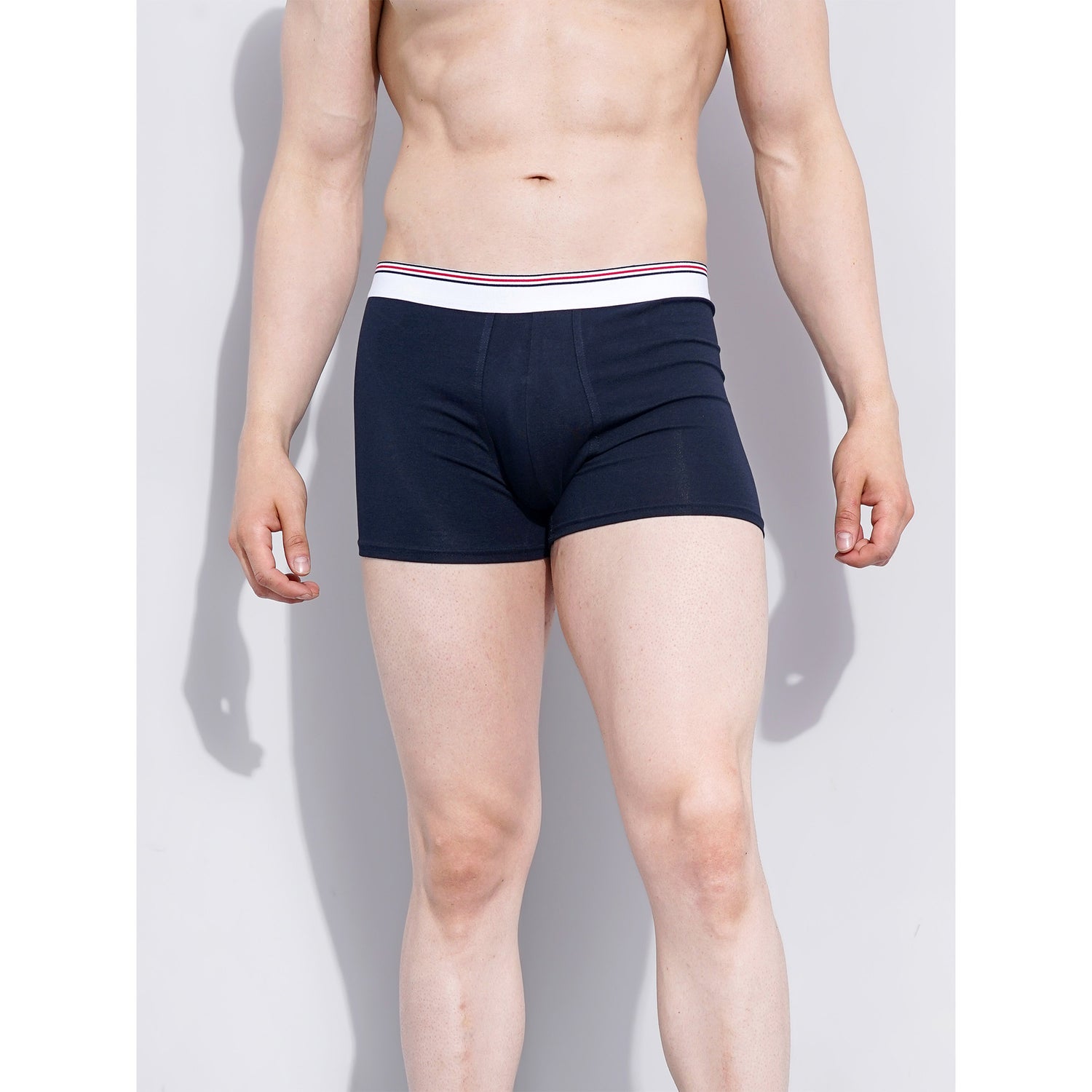 Stretch Cotton Blend Solid Navy Knitted Boxer (MIKE)