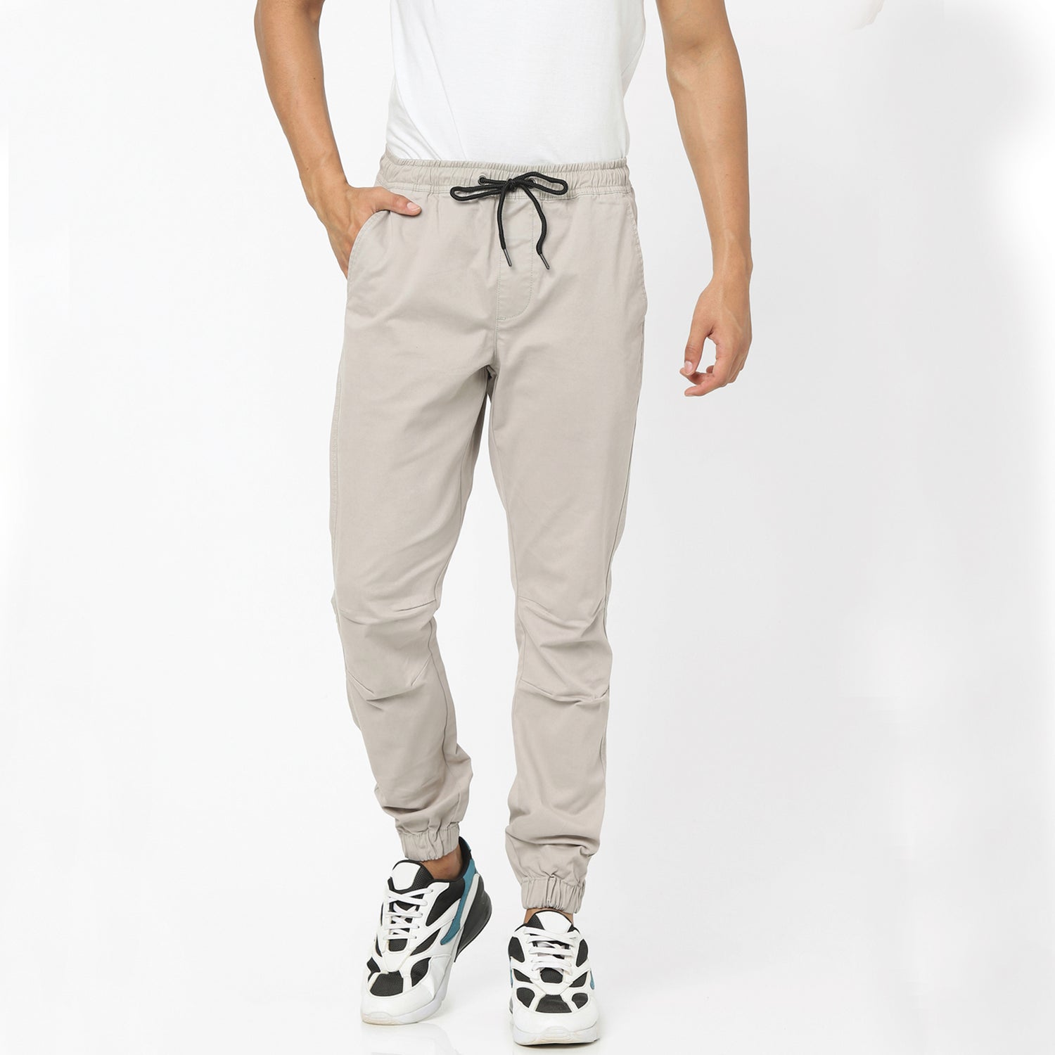 Grey Solid Regular Fit Casual Trousers (VOYAGEI)