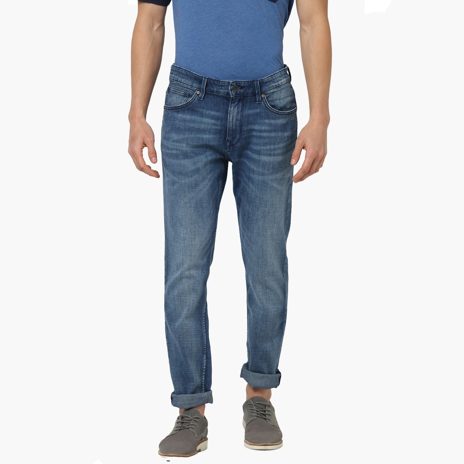Indigo Solid Regular Fit Casual Jeans (SOSOFTI)