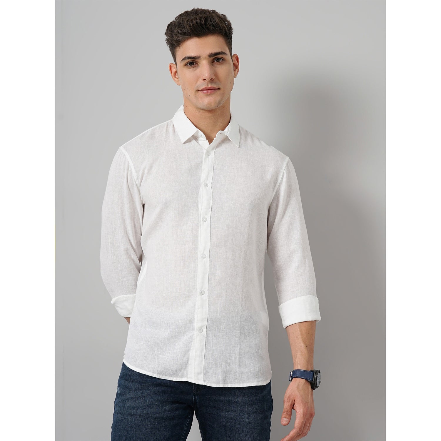Solid White Lyocell Shirt (FAMODLIN)
