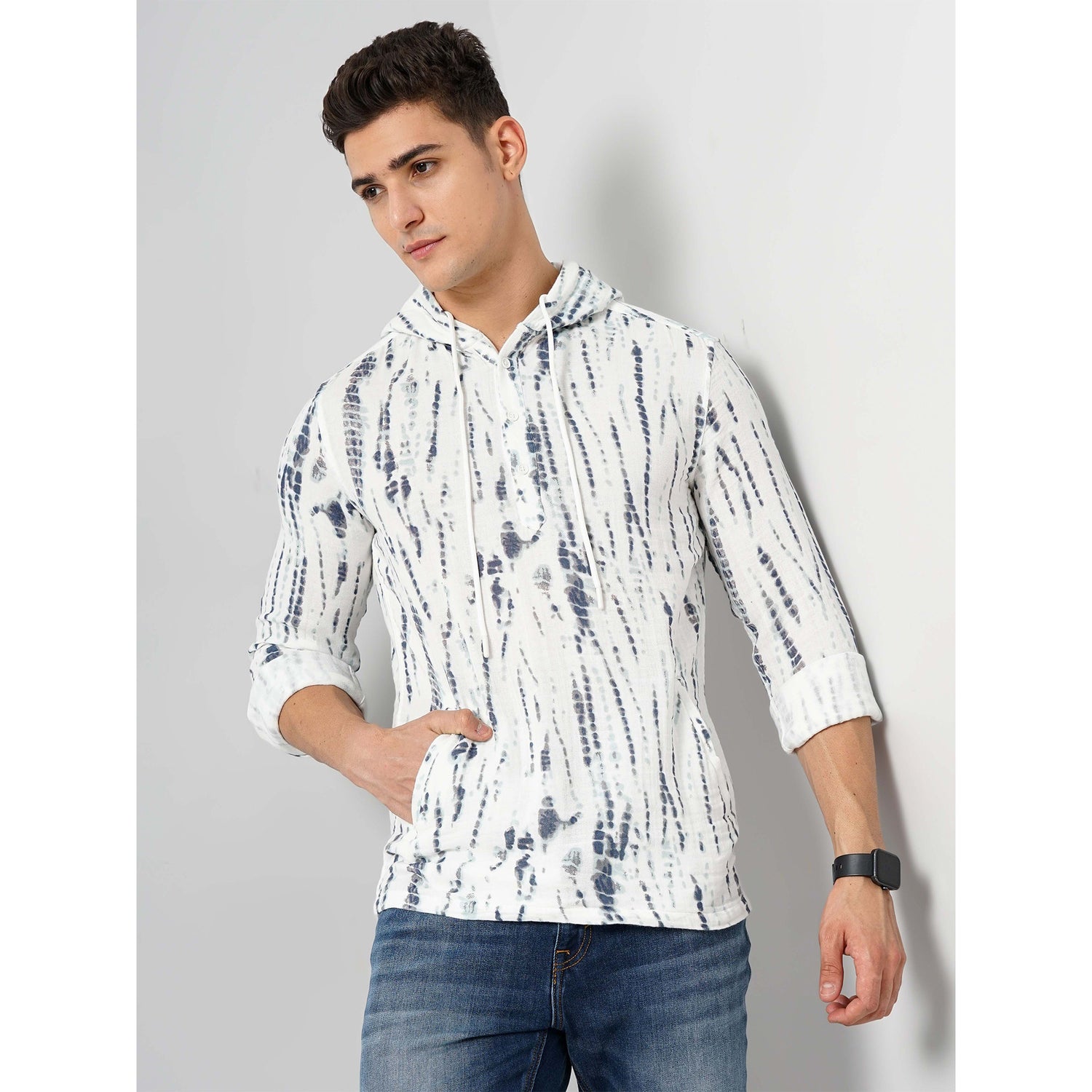 Abstract White Cotton Shirt (FAHOODTIE)