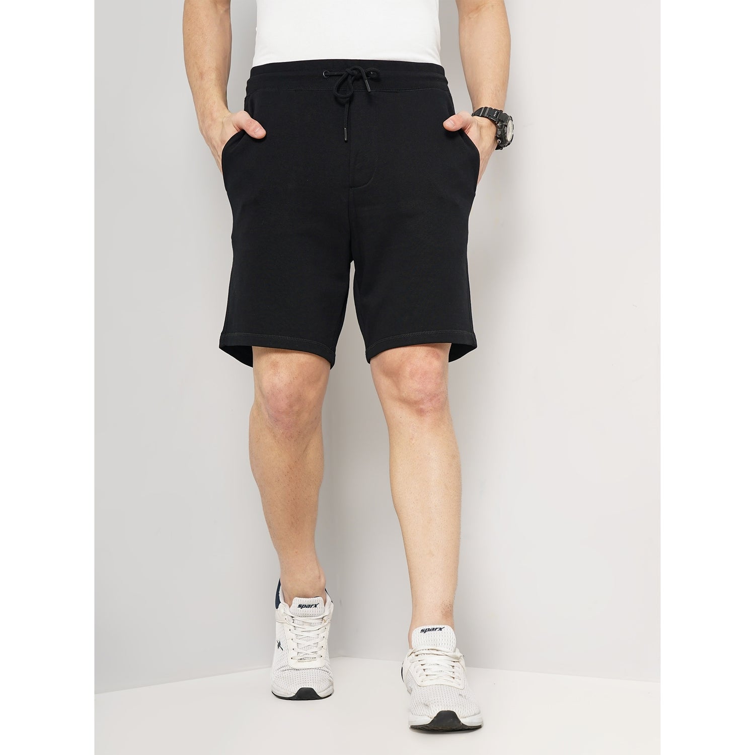 Solid Black Cotton Shorts (TOSHORT)
