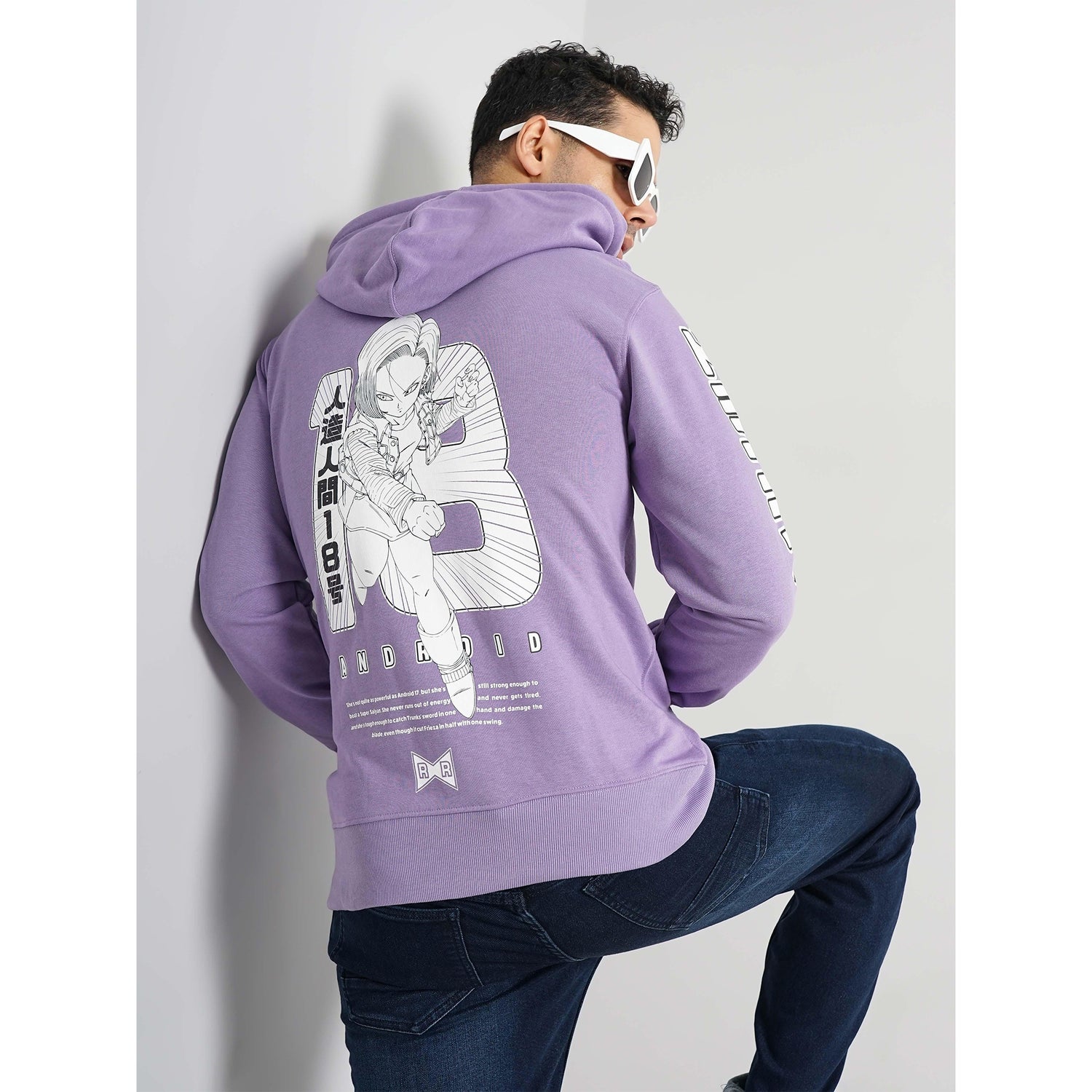 Men's Purple Printed Regular Fit Cotton Dragon Ball Z Sweatshirt (LDECELLSW2)