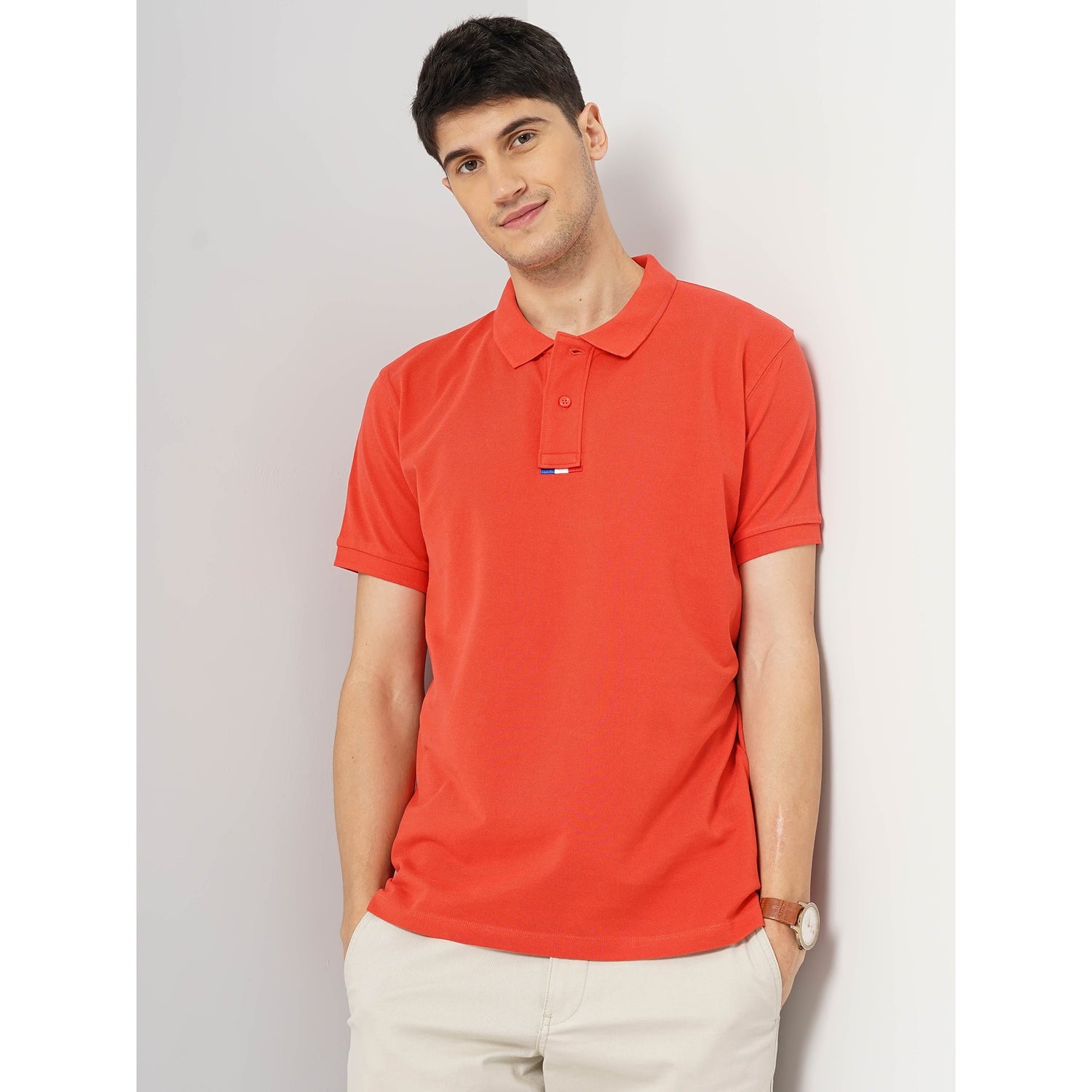 Men Coral Polo Collar Solid Regular Fit Cotton Basic Polo T-Shirt (TEONEPL)