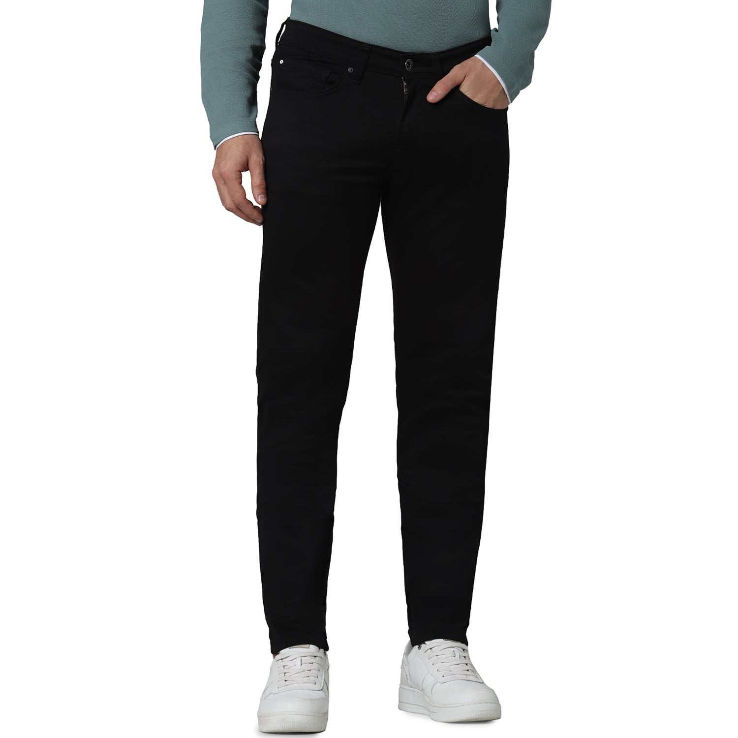 Men Black Solid Slim Fit Cotton Jeans (GOSTAYKNIT)