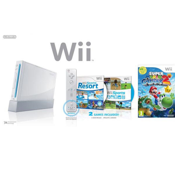 Nintendo Wii Console (White): Bundle (Including Wii Sports and Mario Galaxy 2) Games Consoles - Zavvi US