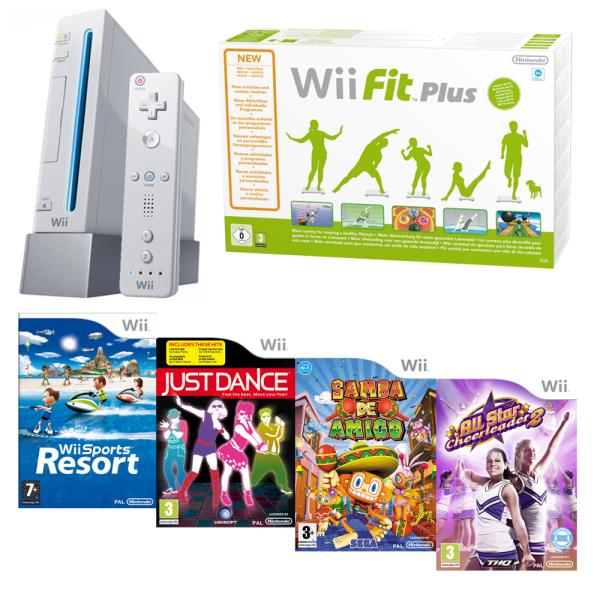 Tranquilidad de espíritu crítico crédito Nintendo Wii Console: Bundle (Including Wii Sports Resort, Just Dance, All  Star Cheerleader 2, Samba De Amigo & Wii Fit Plus with Board) Games Consoles  | Zavvi España