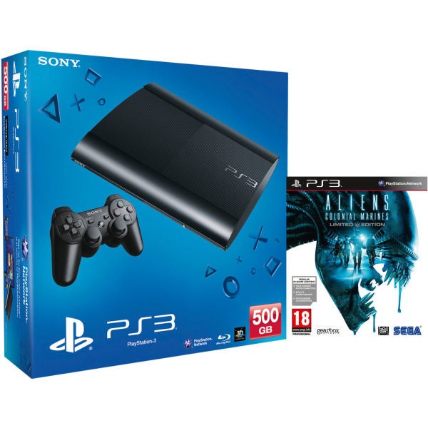 PS3: Sony PlayStation 3 Console (500 GB) - Black - Includes (Aliens: Colonial Marines) Games Consoles - Zavvi US