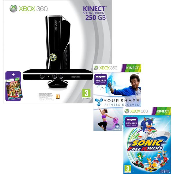 Xbox 360 250gb Bundle (Includes Kinect, Kinect Adventures, Your
