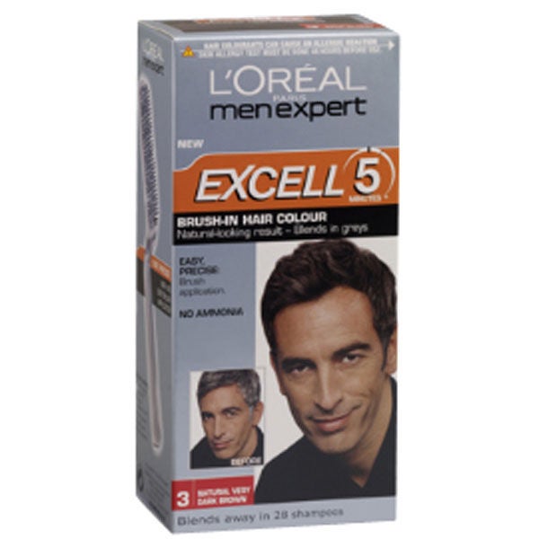 L'Oréal Men Expert Excell 5 Brush-In Hair Colour - Natural Very Dark Brown  - FREE Delivery