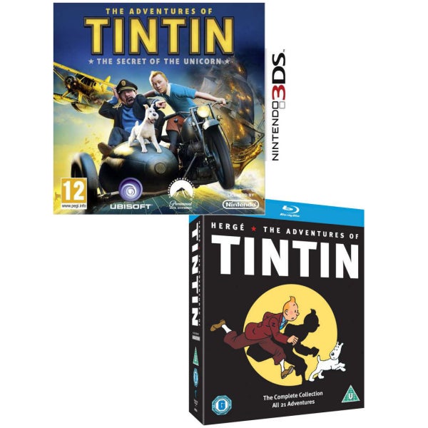 TinTin: The Secret Of The Unicorn ( With The Adventures of Tintin Blu Ray)  Nintendo 3DS - Zavvi Ireland
