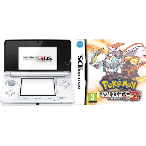 Nintendo 3DS Console (Ice White) Bundle Includes: Pokémon 2 Games Consoles - Zavvi US