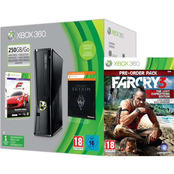 Xbox 360 250GB Holiday Far Cry Bundle (Includes Far Cry 3, Forza 4 'Essentials Edition', Skyrim 'Live 1 Month Xbox Games Consoles | Zavvi Italia