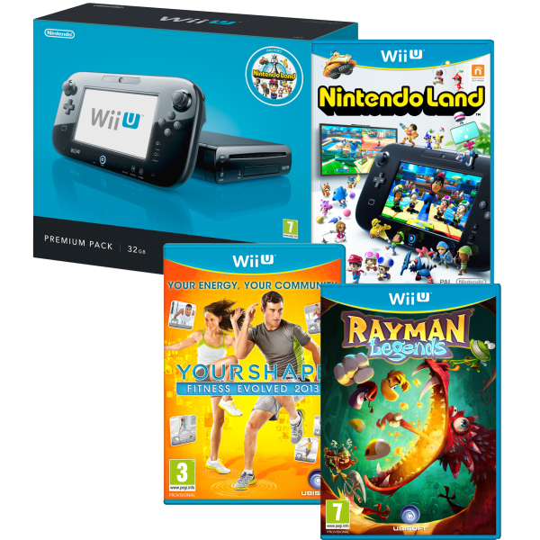 Wii U Console 32gb Nintendo Land Premium Bundle Includes Rayman Legends And Your Shape Fitness Evolved 13 Games Consoles Zavvi Uk