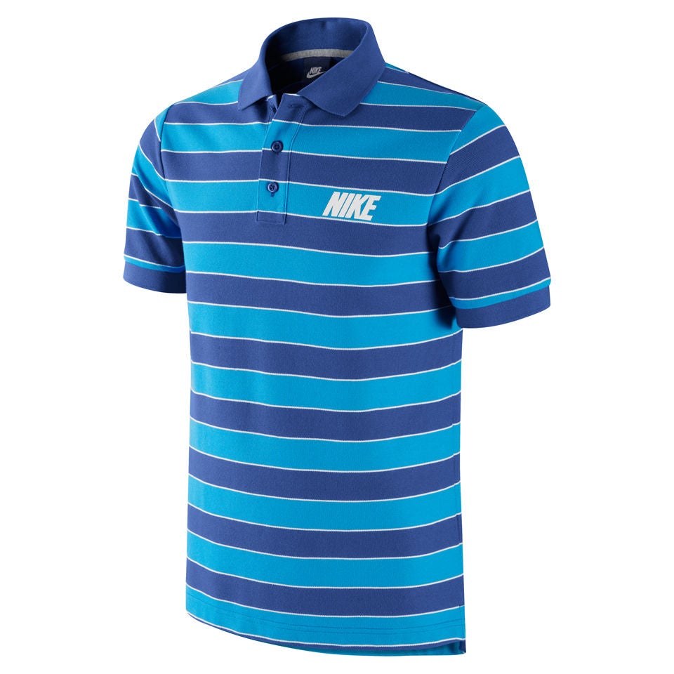 Nike blue shop striped polo shirt