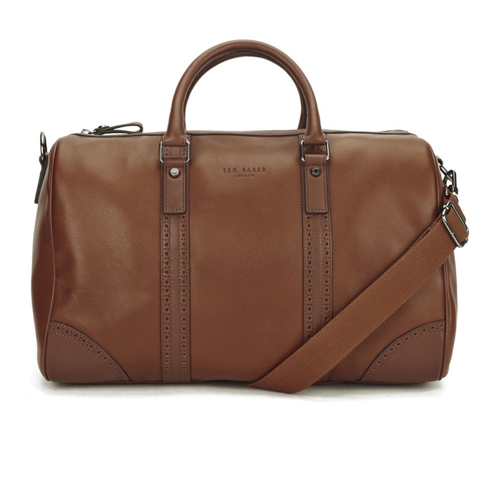 Ted Baker Men's Broguing Leather Holdall Bag Tan Buy Online