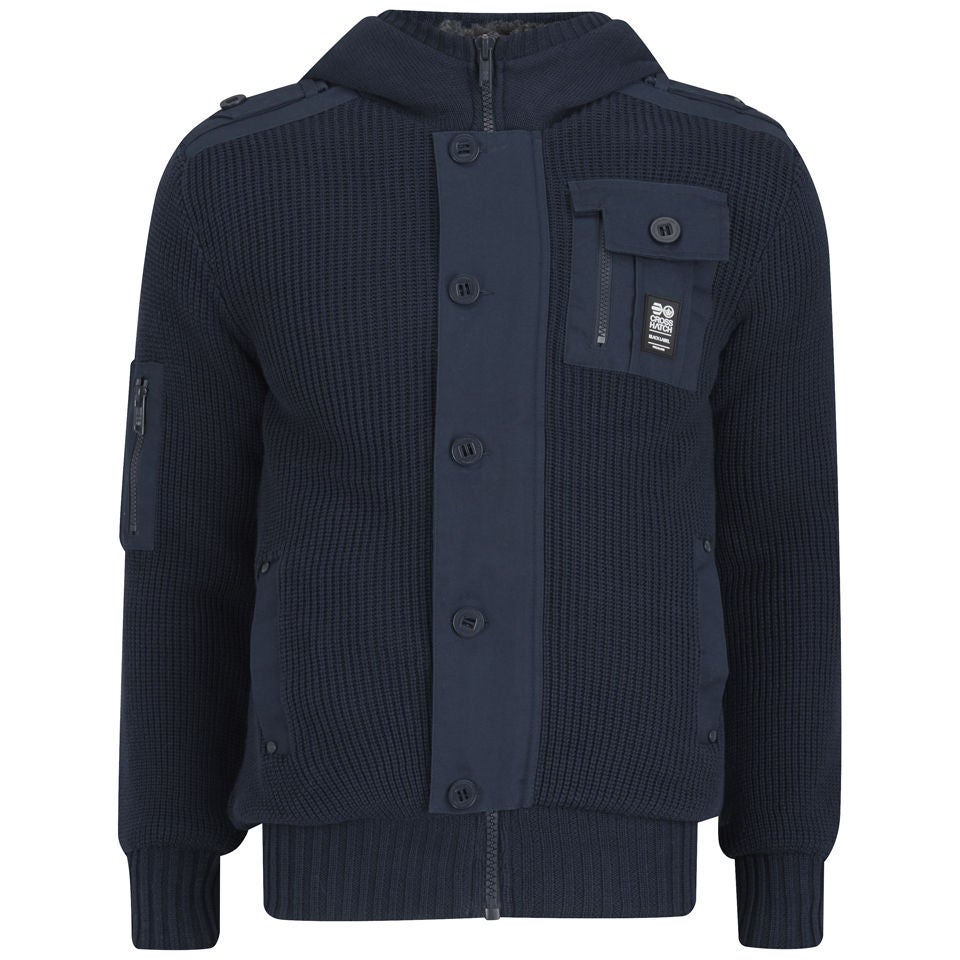 Crosshatch Men s Darksons Fur Lined Chunky Knit Cardigan French Navy Mens Clothing Zavvi UK