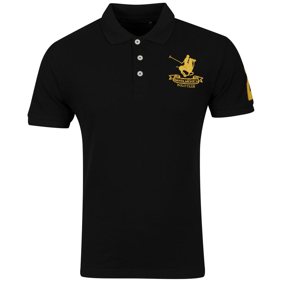 Santa Monica Men s Polo Shirt Black Clothing Zavvi UK