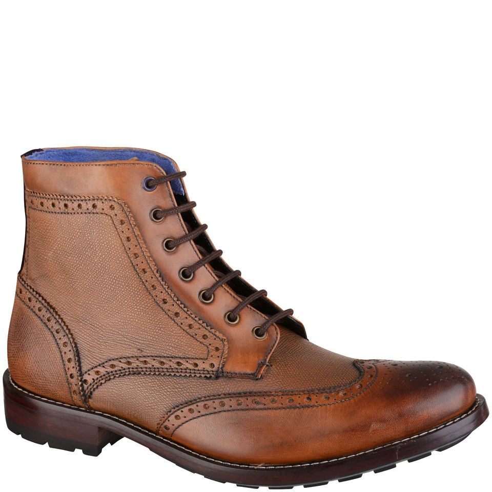 Ted Baker Men s Sealls Leather Brogue Ankle Boots Tan Buy
