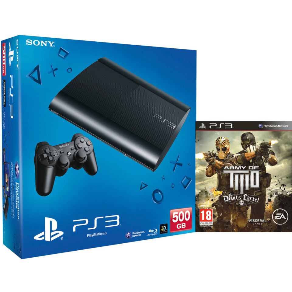 PS3: New Sony PlayStation 3 Slim Console (500 GB) - Black - Includes (Army  Of Two: The Devil's Cartel)
