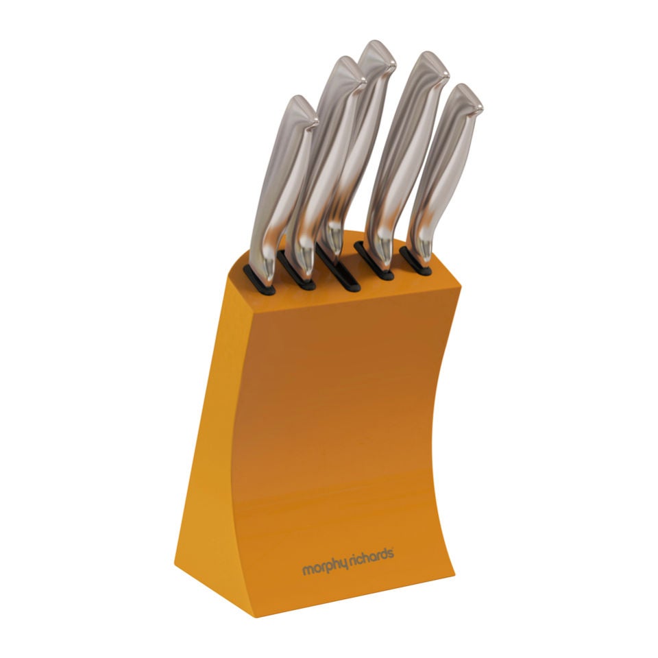 Morphy Richards Accents 5 Piece Knife Block Set - Yellow