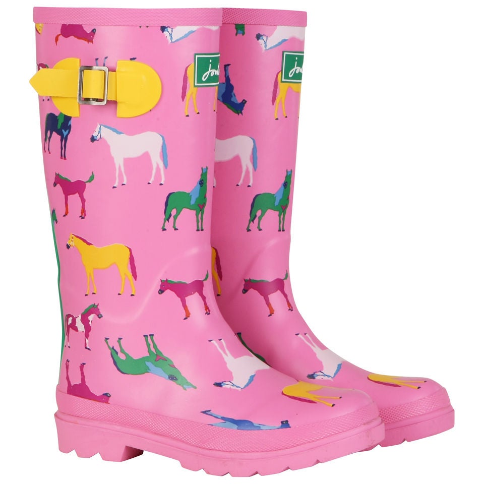 Joules Junior Girls Wellies Pink Horse TheHut