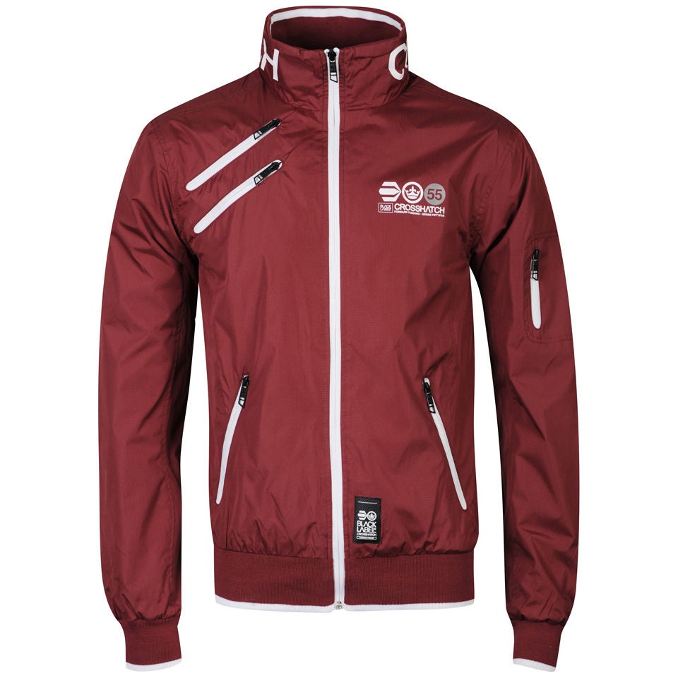 Crosshatch Men s Kiza Zip Through Windbreaker Jacket Claret Mens