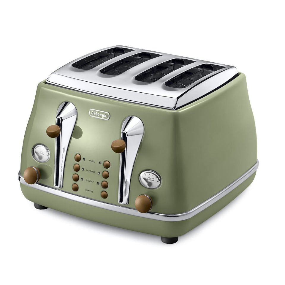 De'Longhi CTOV4003 Icona Vintage Slice Toaster Olive Green