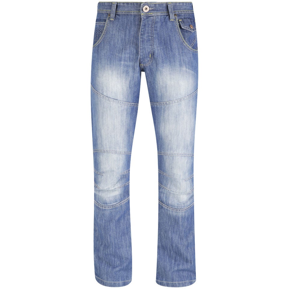 Crosshatch Men's Newport Denim Jeans Stone Wash Mens Clothing