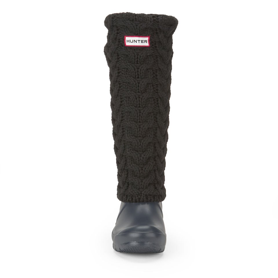 Hunter Women s Chunky Cable Long Cuff Welly Socks Black TheHut