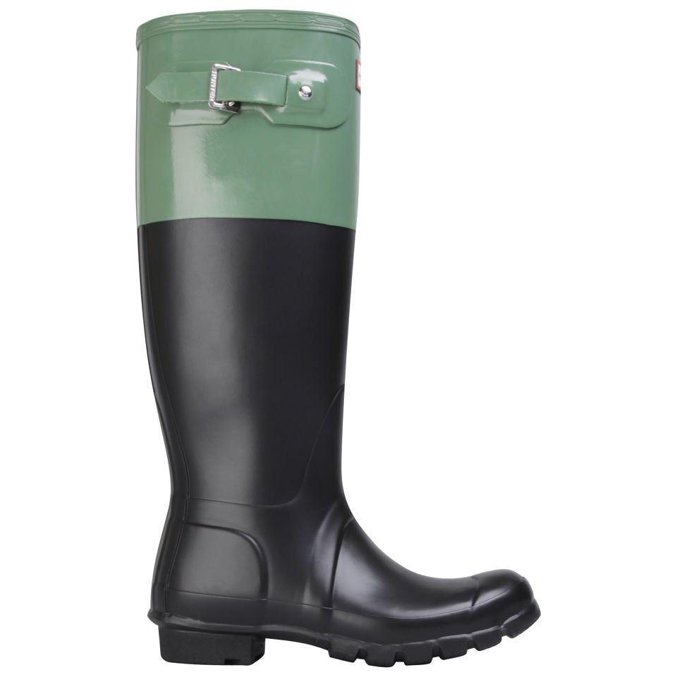 Hunter Women s Original Colour Block Wellies Black Moss Green TheHut