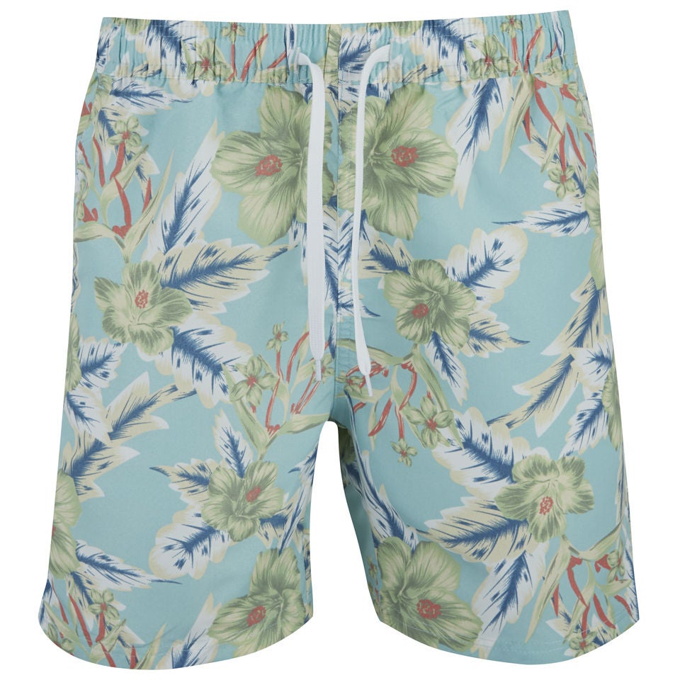 Soul Star Men's Hibiscus Swim Shorts Light Blue Mens Underwear