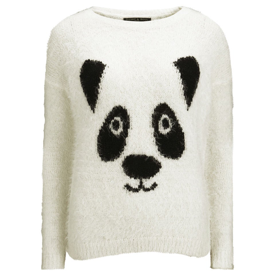 Love Knitwear Women s Tinsel Panda Christmas Jumper White TheHut