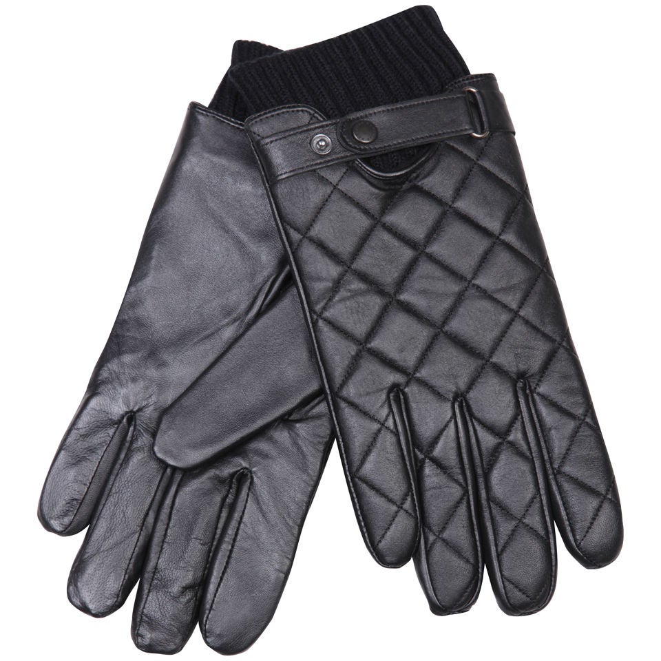 Barbour Men s Quilted Leather Gloves Black Buy Online Mankind