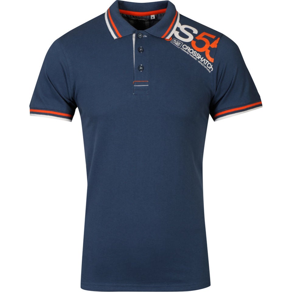 Crosshatch Men s Krampton Logo Polo Shirt Dark Denim Zavvi