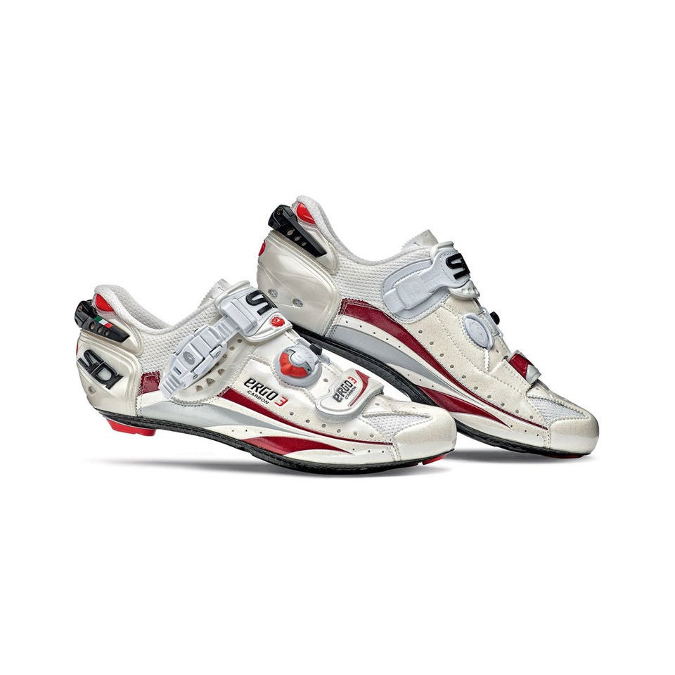 Sidi Ergo 3 Vent Carbon Vernice Cycling Shoes White Cream Red TheHut