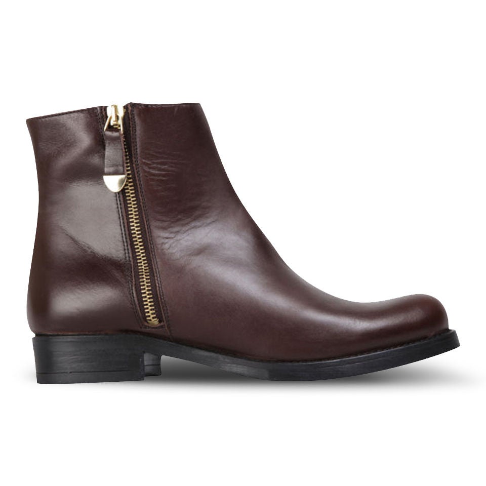 Sadie Leather Ankle Boots - Brown 