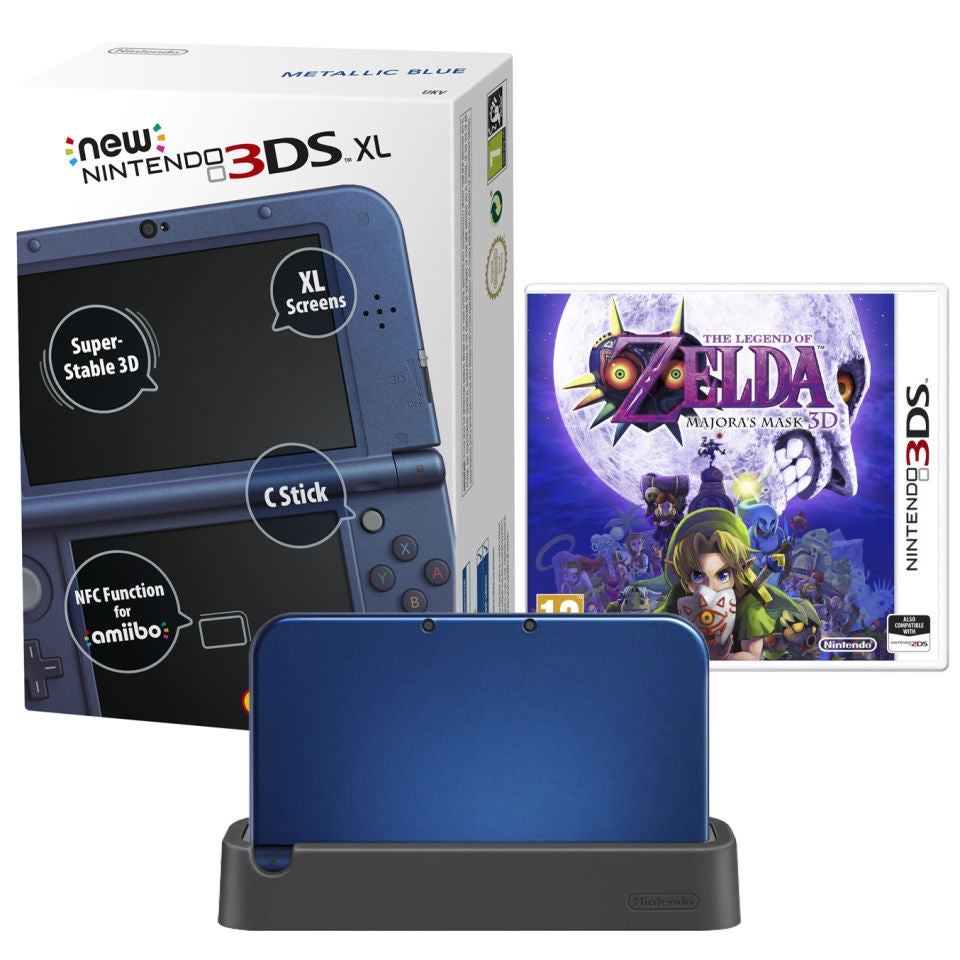 vocal Levántate Aclarar NEW 3DS XL Metallic Blue Console - Includes Legend of Zelda: Majora's Mask  & Black Charging Cradle Games Consoles | Zavvi España
